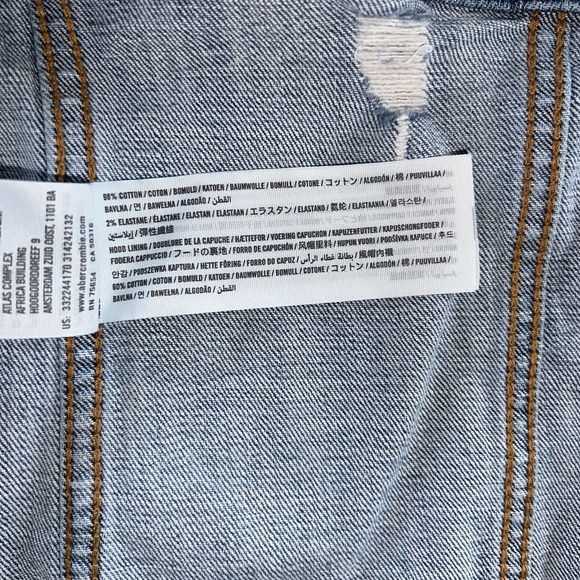 Hollister Denim Hoodie Jacket S Fleece Long Sleeves Hood Trucker California - Picture 4 of 7